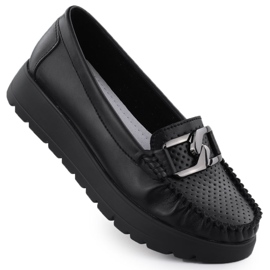 Læder loafers på en tyk sål sort Filippo 6827