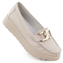 Læder loafers på en tyk sål beige filippo 6827