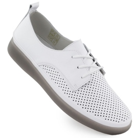 Kvinders lædersko Openwork Lace -Up White Filippo 6788 hvid