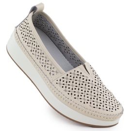 Openwork lædersko på Filippo 4555 beige platform
