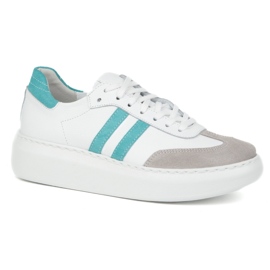 Kvinders læder -sneakers på Olivier N1068S5 White Platform hvid