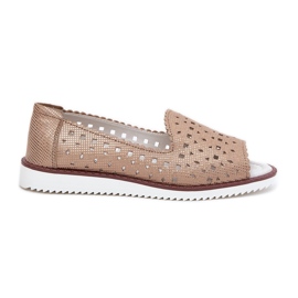 S.Barski Læder Openwork Ballerinas med bare fingre S. Barski LR51-922 Guld gylden