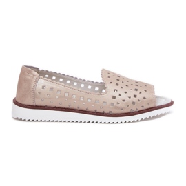 S.Barski Læder Openwork Ballerinas med bare fingre S. Barski LR51-922 Beige