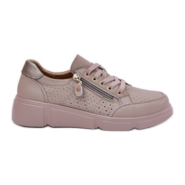Vinceza Sneakers lædersportsko på platformen med Vincez Castle 88019 Dark Beige