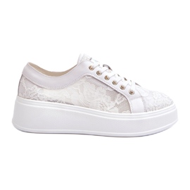 S.Barski Kvinders blonder sneakers sneakers på platformen S. Barski Hy51-059 White hvid