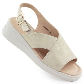 Kvinders sandaler på kiler Golden Jezzi ASA266-9 gylden