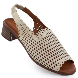 Beige Openwork Women's Leather Sandals Beige T.Sokolski L25-707