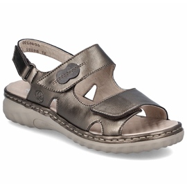 Kvinders lædersandaler med velcro Brown Rieker 60462-90 brun