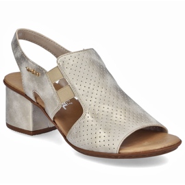 Kvinders høje hæle sandaler Golden Rieker 64665-60 gylden