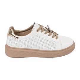 Hvide og beige sneakers med læderstifter Sergio Leone