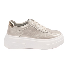 Gyldne sneakers på Sergio Leone -læderplatformen gylden