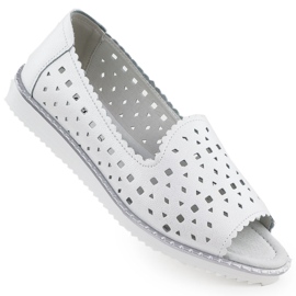 S.Barski Kvinders lædersko Åbn Toe Openwork White Pearl S. Barski LR51-922 hvid