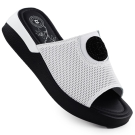 Kvinders læder flip flops komfortable hvid jezzi 8479