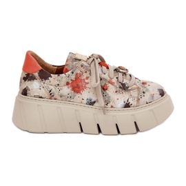 Læder sneakers på Maciejka-platformen 06891-18 Beige