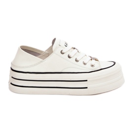 Kvinders læder -sneakers på GoE RR2N4106 White Platform hvid