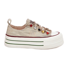 Kvinders sneakers på platformen GoE RR2N4105 beige