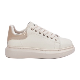 Kvinders læder sneakers på GoE RR2N4004 platform beige