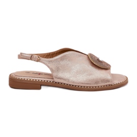 S.Barski Skinnende kvinders sandaler dekorative detaljer S. barski kv51-012 lyserød guld gylden