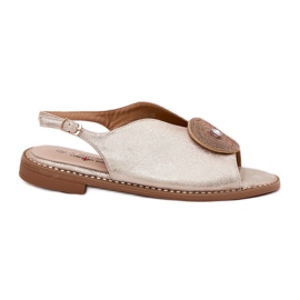 S.Barski Shiny Women's Sandals Dekorative detaljer S. BARSKI KV51-012 ZLOTYS gylden