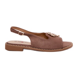 S.Barski Kvinders sandaler med et dekorativt hjerte S. barski Kv27-018 Dark Beige