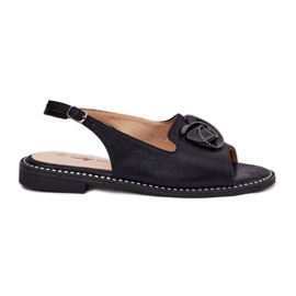 S.Barski Shiny Women's Sandals med en ornament S. Barski Kv51-006 Sort