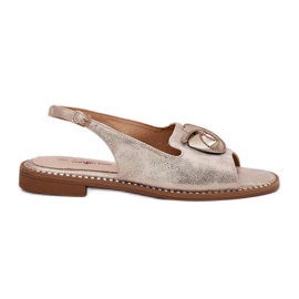 S.Barski Shiny Women's Sandals med en ornament S. BARSKI KV51-006 GULD gylden