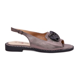 S.Barski Skinnende kvinders sandaler med en ornament S. barski kv51-006 grå