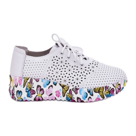 Læder Openwork Women's Shoes On Wedges Butterflies Artiker 56C1618 White hvid