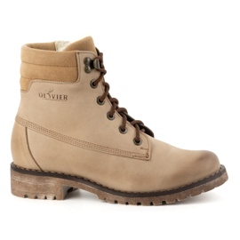 Olivier Dame læderstøvler, isolerede vinterstøvler, 365BB, beige