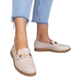 Beige mokkasiner med gulddekoration