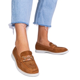 Brune loafers fra Ekozamsz med zirkoner