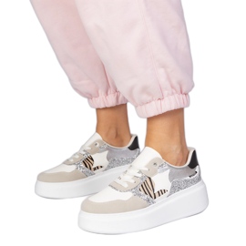 Beige sneakers med glitter