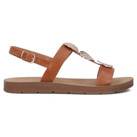 Filippo Kvinders flade læder sandaler obacs DS6885/25 brun
