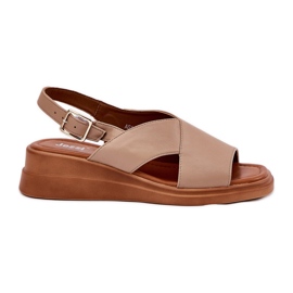 Jezzi Kvinders sandaler på kile med øko læder beige