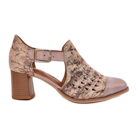 Women's Leather Openwork Maciejka Boots 04962-43 Beige-Gold