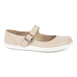 Barfodet kvinder ballerinas Olivier 1286 - lædersko med en spænde til hverdagslige og elegante stiliseringsbeige