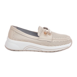 Lædersko lavet af naturligt læder på Artiker 56C2102 Beige Platform