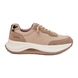 Big Star Kvinders ruskind sneakers på den store stjerne RR274A345 Hi-Poly Dark-Line Platform beige