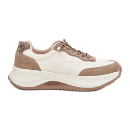 Big Star Kvinders ruskind sneakers på den store stjerne RR274A344 HI-POLISH BEIGE SYSTEM