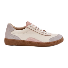 Kvinders læder sneakers zazoo n1220 beige