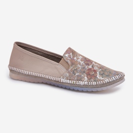 Mønstret læder ballerinas maciejka T3512-73 beige