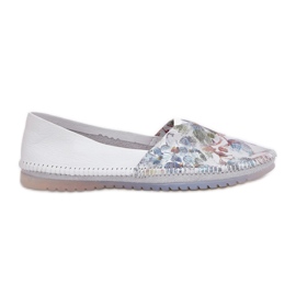 Læder ballerinas med et mønster maciejka T1930-38 White hvid
