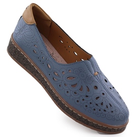 Openwork Women's lædersko på en Navy Blue Evento 7007 -højde blå
