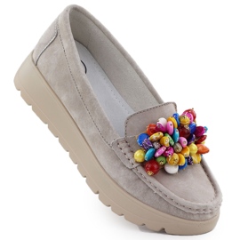 Læder loafers på en platform med beige beige filippo 6828