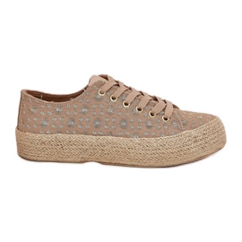 Patrouched Women's Sneakers på platformen med Lee Cooper LCW-25-08-3646L Khaki Braid beige