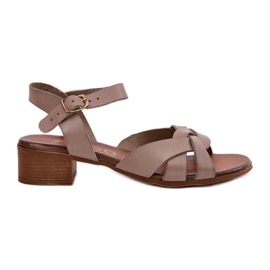 Lædersandaler med en delikat Zazoo 40372 Dark -bærende beige
