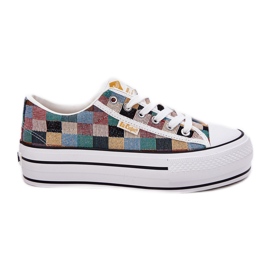Mønstrede kvinders sneakers på Lee Cooper LCW-25-31-3441L multicolor platform beige