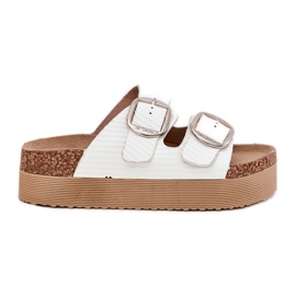 Kvinders platform flip flops med Lee Cooper LCW-25-35-3496L hvide spænder