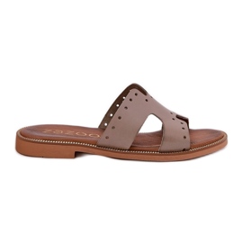 Zazoo 40326 Kvinders hjemmesko med dekorative udskæringer Dark Boon beige