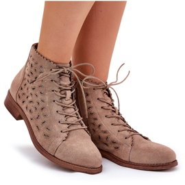 S.Barski Lav støvler med et åbent mønster S. BARSKI HY51-185 Beige